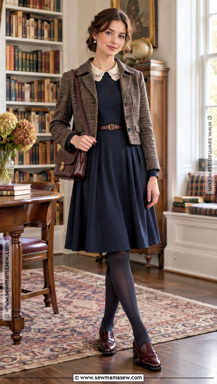 Lace Collar Dress With Loafers - 15 Autumn Outfit Ideas With Lace