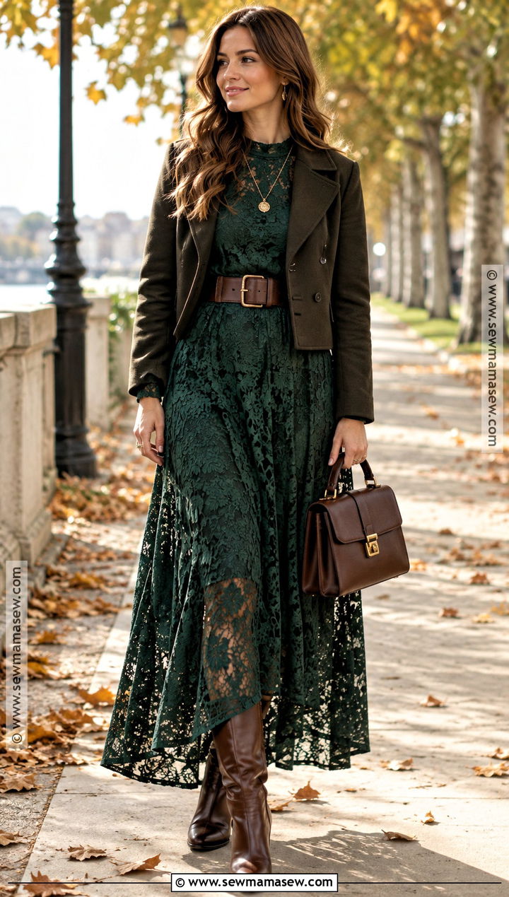 Lace Maxi Dress With Knee High Boots - 15 Autumn Outfit Ideas With Lace