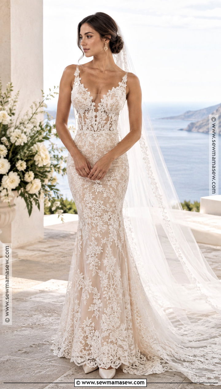 Lace Mermaid Soft Autumn Wedding Dress - 20 Soft Autumn Wedding Dress Ideas