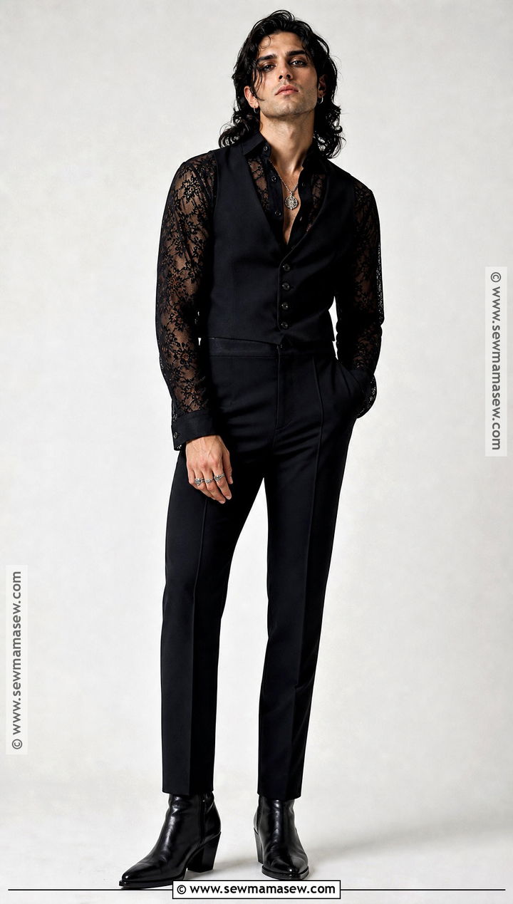 Lace Shirt And Waistcoat Vampire Aesthetic Outfit - 30 vampire aesthetic outfit male ideas