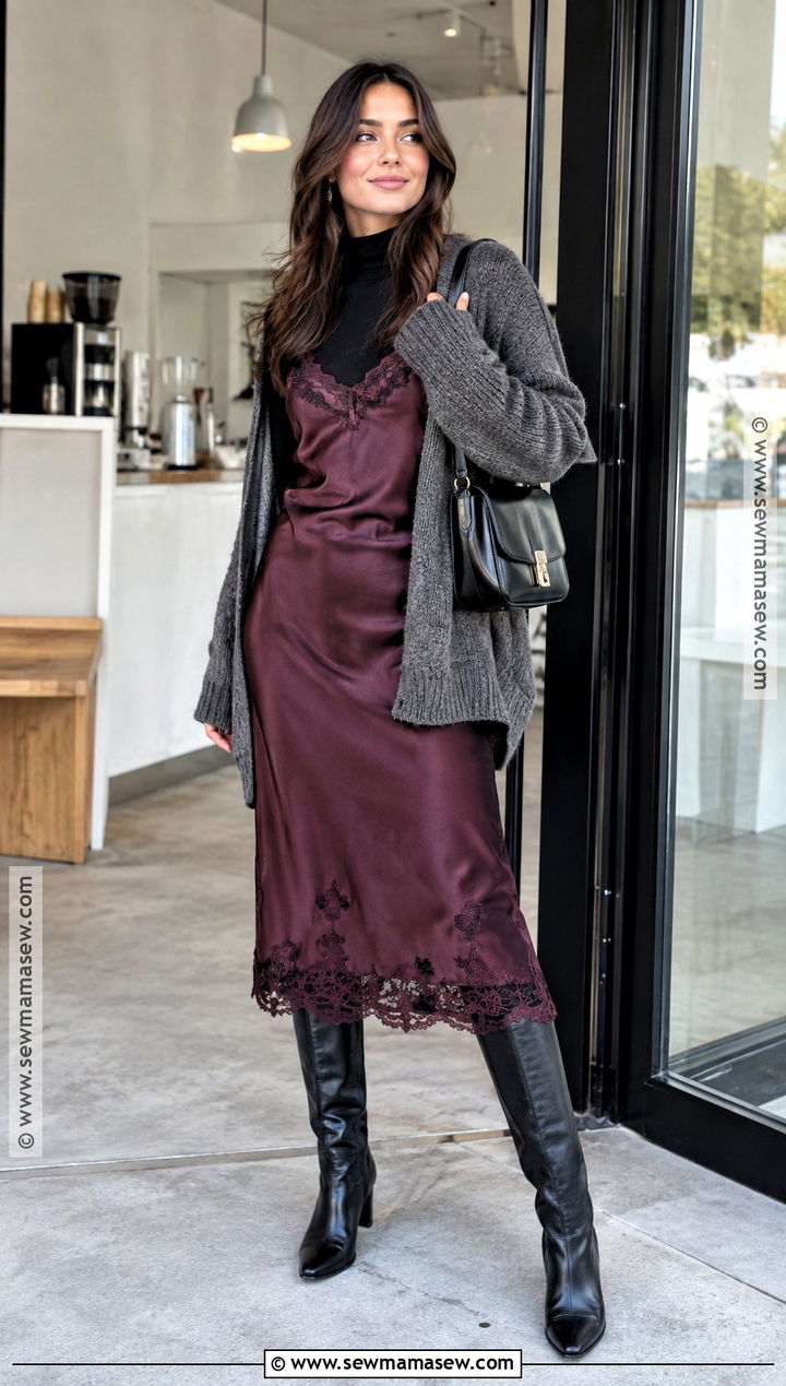Lace Slip Dress and Leather Boots - 15 Vogue Fall Fashion Ideas