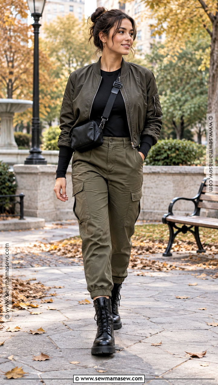 Lace Up Boots With Cargo Pants - 20 Boot Outfits Fall