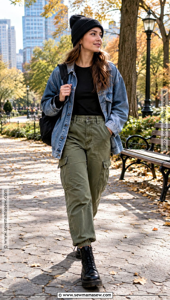Lace Up Combat Ankle Boots With Cargo Pants - 15 comfortable ankle boots for fall