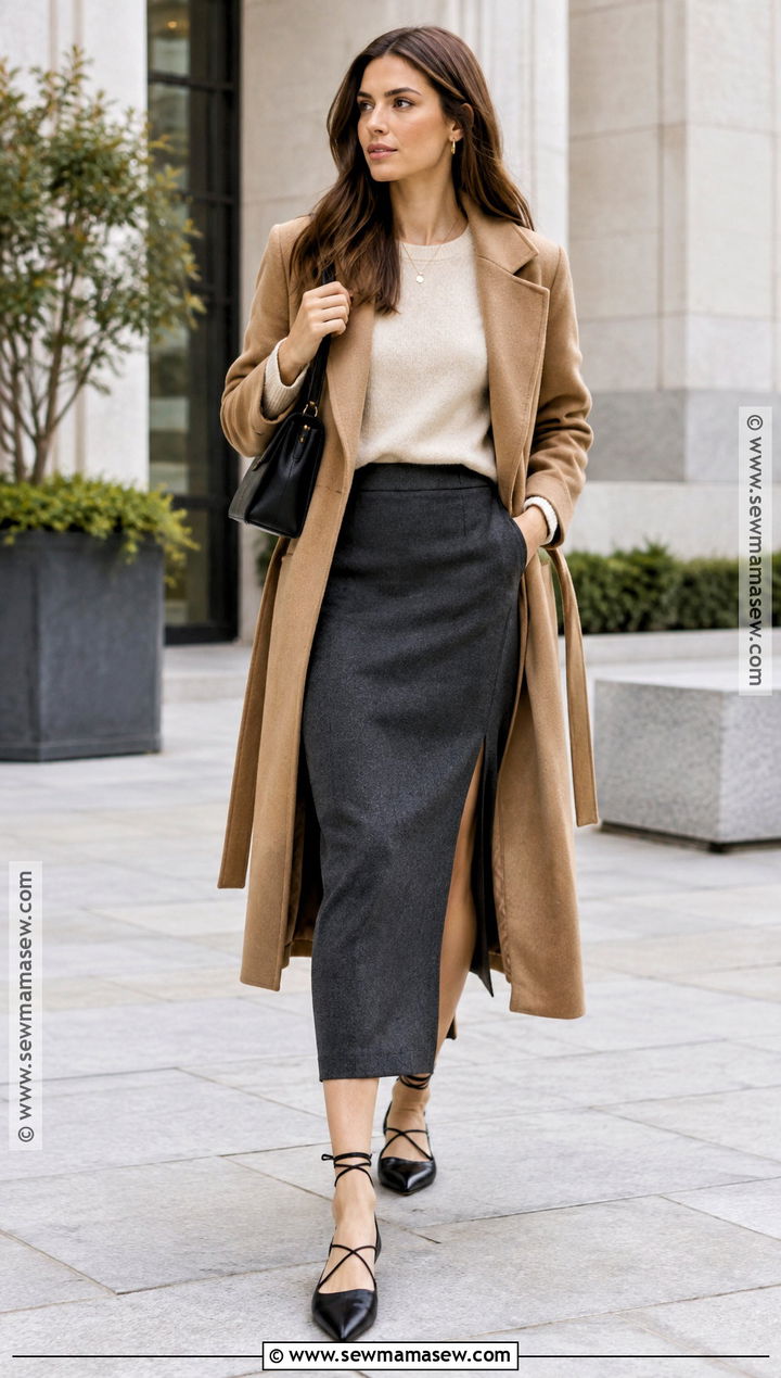 Lace Up Flats With Column Skirt - 25 autumn shoes for women