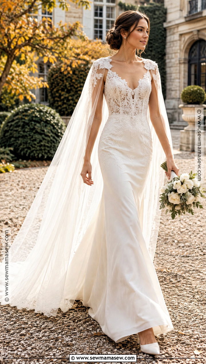 Lace Wedding Dress With Bridal Cape - 15 fall lace wedding dress ideas