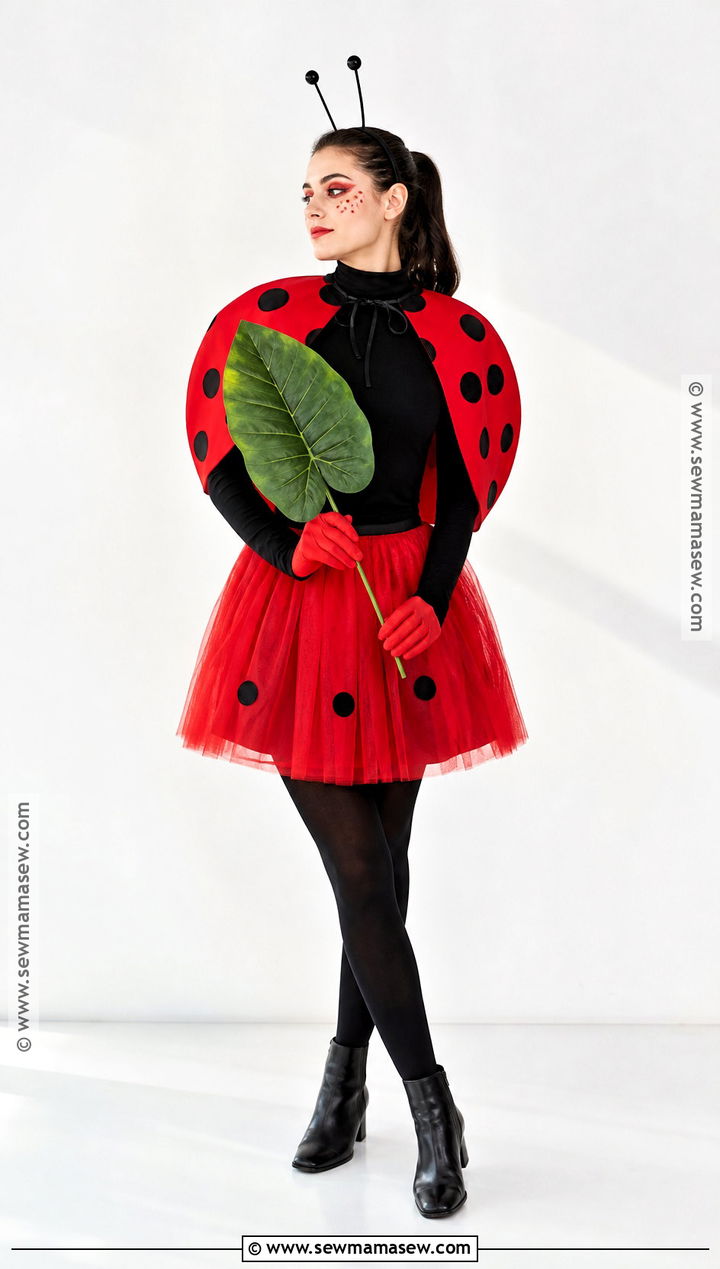 Ladybug Costume With Polka Dot Cape - 35 Halloween Costume Solo Ideas