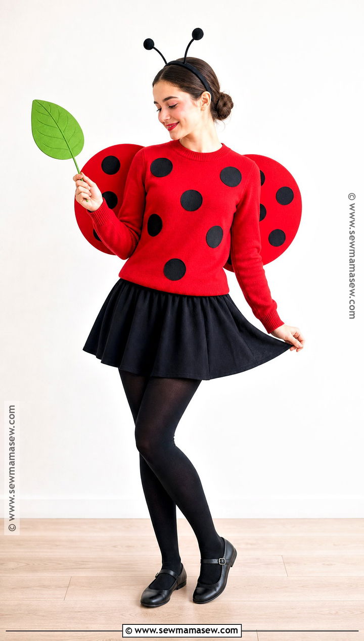 Ladybug Costume With Red And Black Clothes - 35 quick halloween costumes last minute