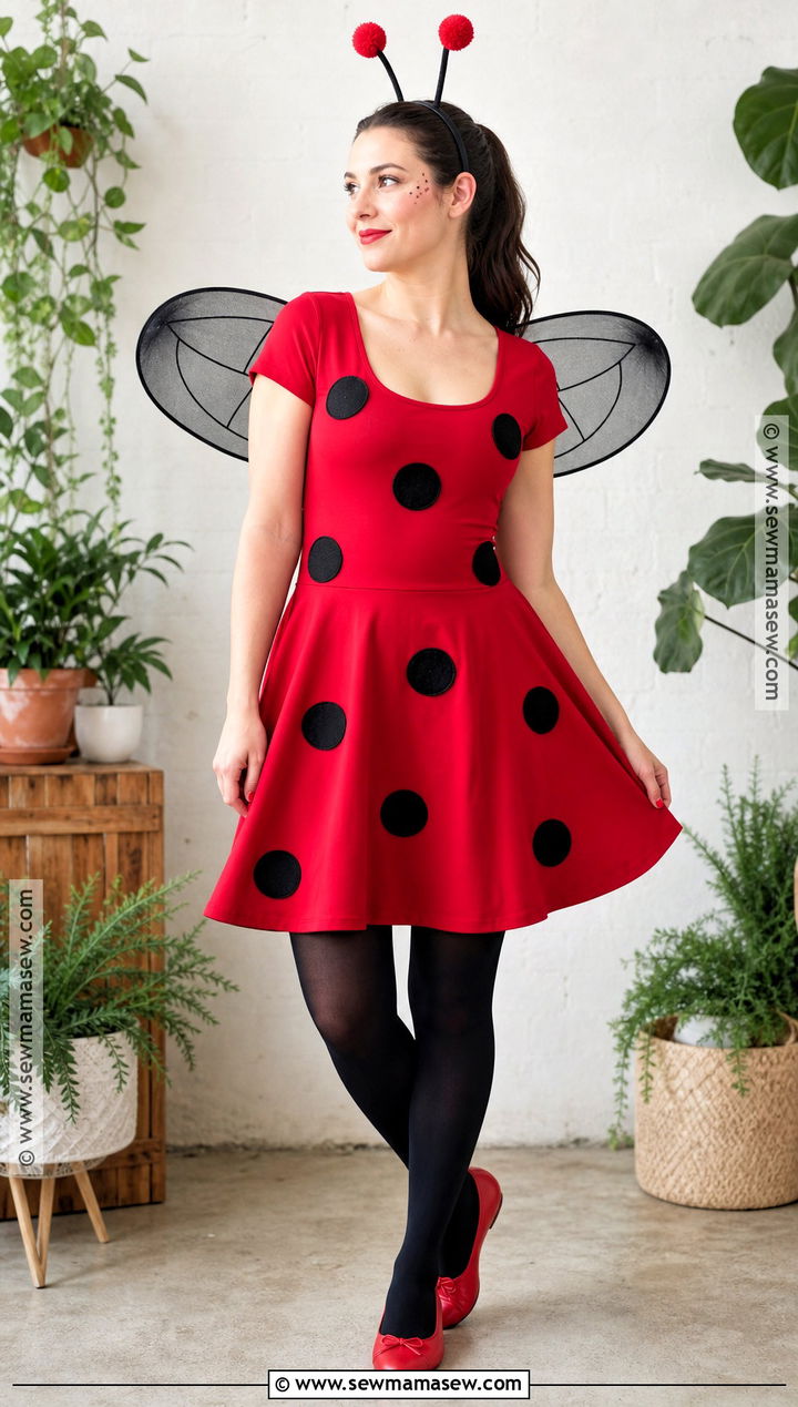 Ladybug Costume With Red Dress - 35 last minute costume ideas for women