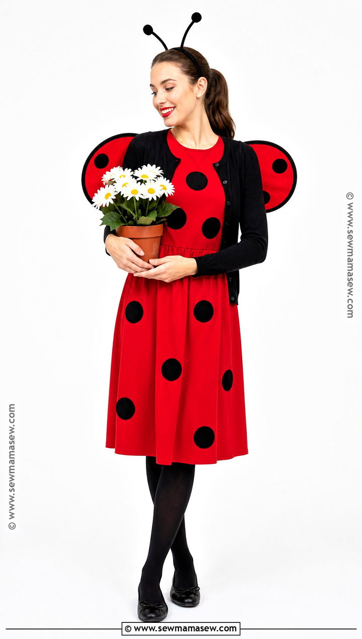 Ladybug Costume With Red Midi Dress - 40 Modest Halloween Costumes