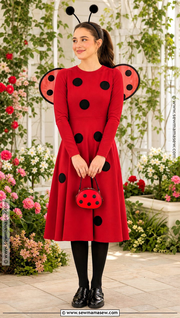 Ladybug Costume With Red Midi Dress - 30 halloween costumes modest