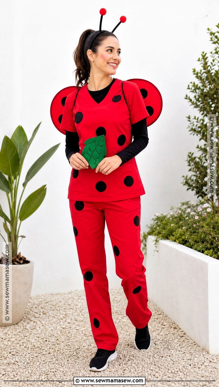 Ladybug Costume With Red Scrubs - 30 scrubs halloween costume ideas