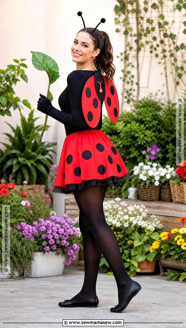Ladybug Costume With Red Skater Skirt - 30 Red Skirt Halloween Costume Ideas
