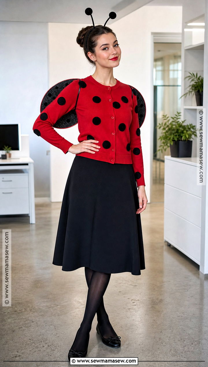 Ladybug Costume With Red Sweater - 35 easy halloween costumes for work