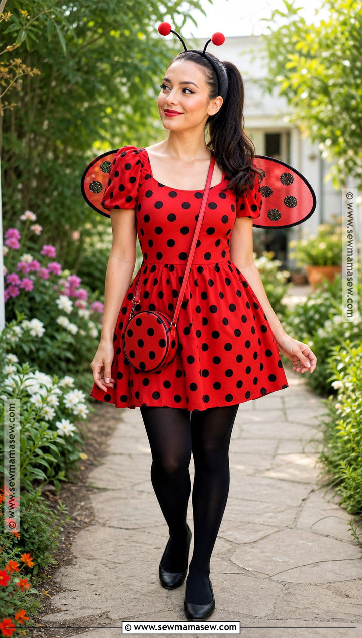 Ladybug Halloween Outfit With Red Polka Dots - 30 Simple Halloween Outfits
