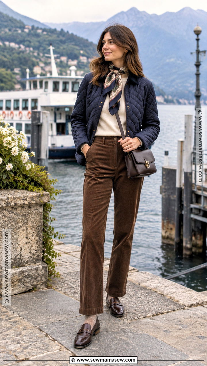 Lake Como October Quilted Jacket And Loafers Outfit - 15 Lake Como October Outfit Ideas