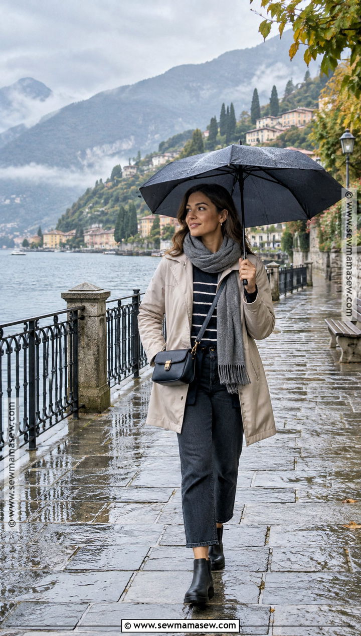 Lake Como October Raincoat And Waterproof Boots Outfit - 15 Lake Como October Outfit Ideas