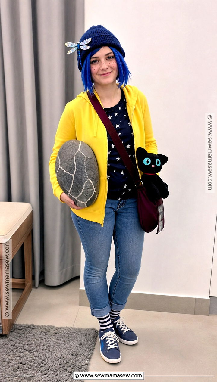 Last Minute Coraline Costume With Yellow Hoodie - 30 caroline costume ideas