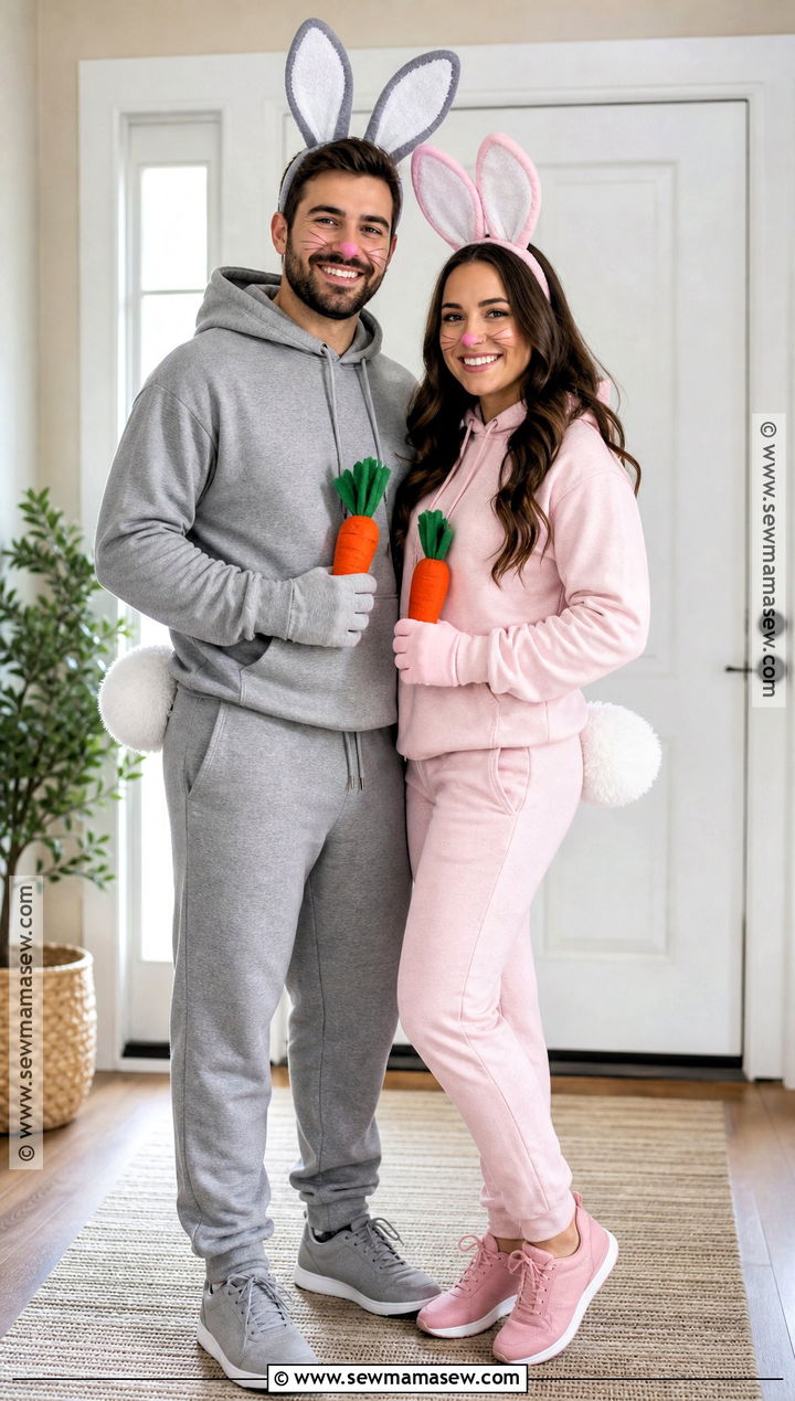 Last Minute Hoodie Bunny Couple Costume - 30 bunny couple costume ideas