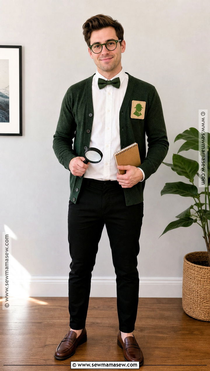 Last Minute Mr Green Clue Costume With Cardigan - 30 Clue Halloween Costume Ideas