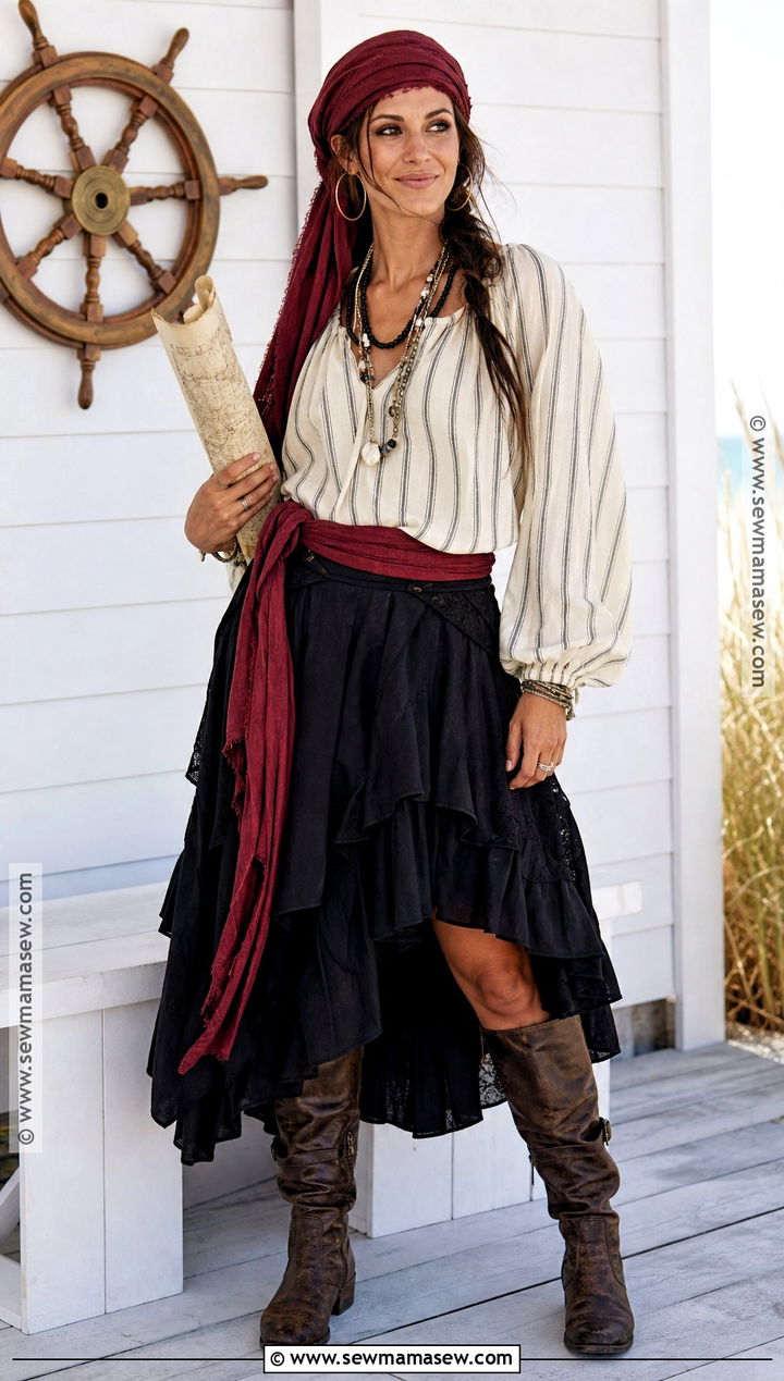 Last Minute Pirate Costume With Striped Top - 35 Halloween Costumes Easy Last Minute