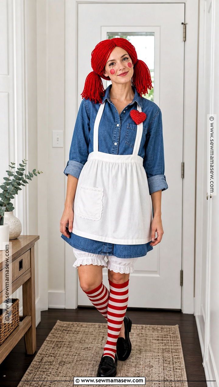 Last Minute Raggedy Ann Costume With Denim Dress - 30 raggedy ann costume ideas