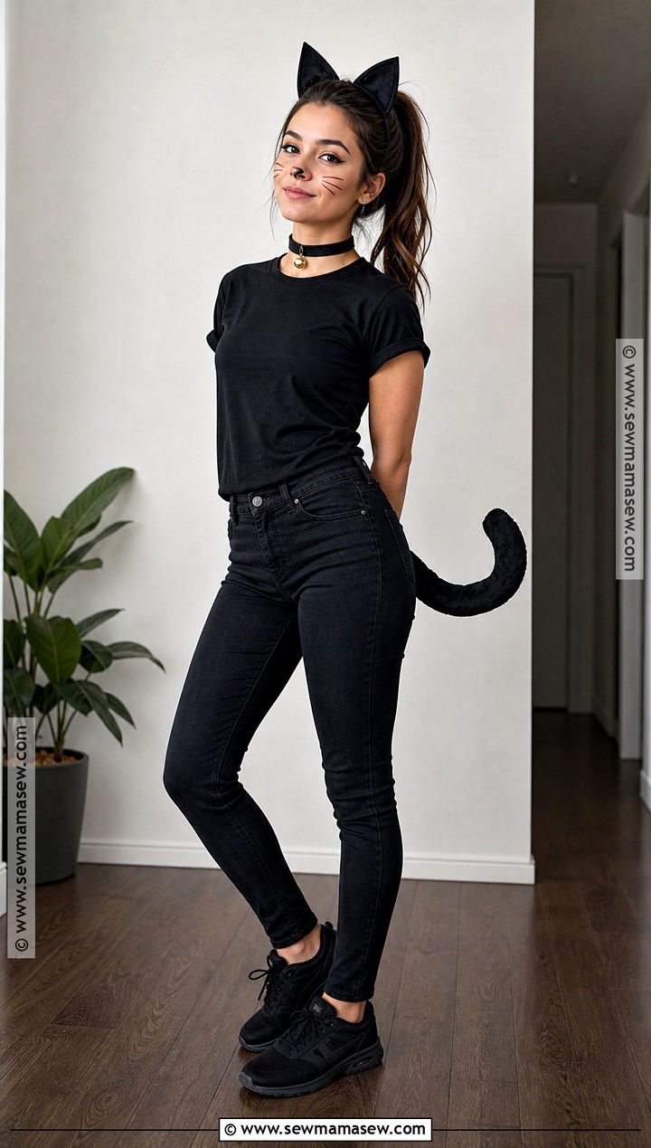 Last Minute T Shirt Black Cat Costume - 30 Black Cat Costume Ideas for Women