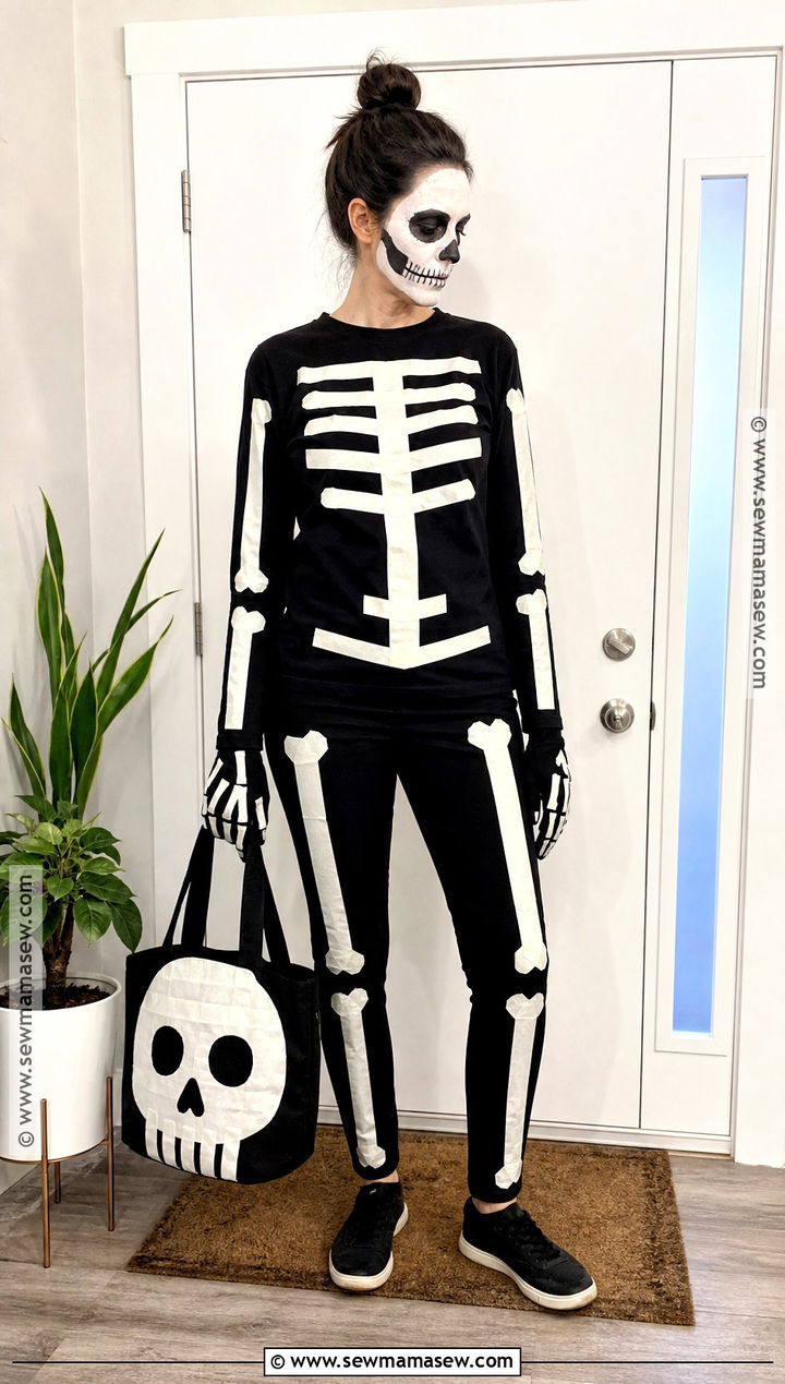 Last Minute Tape Skeleton Costume - 30 Skeleton Costume Ideas
