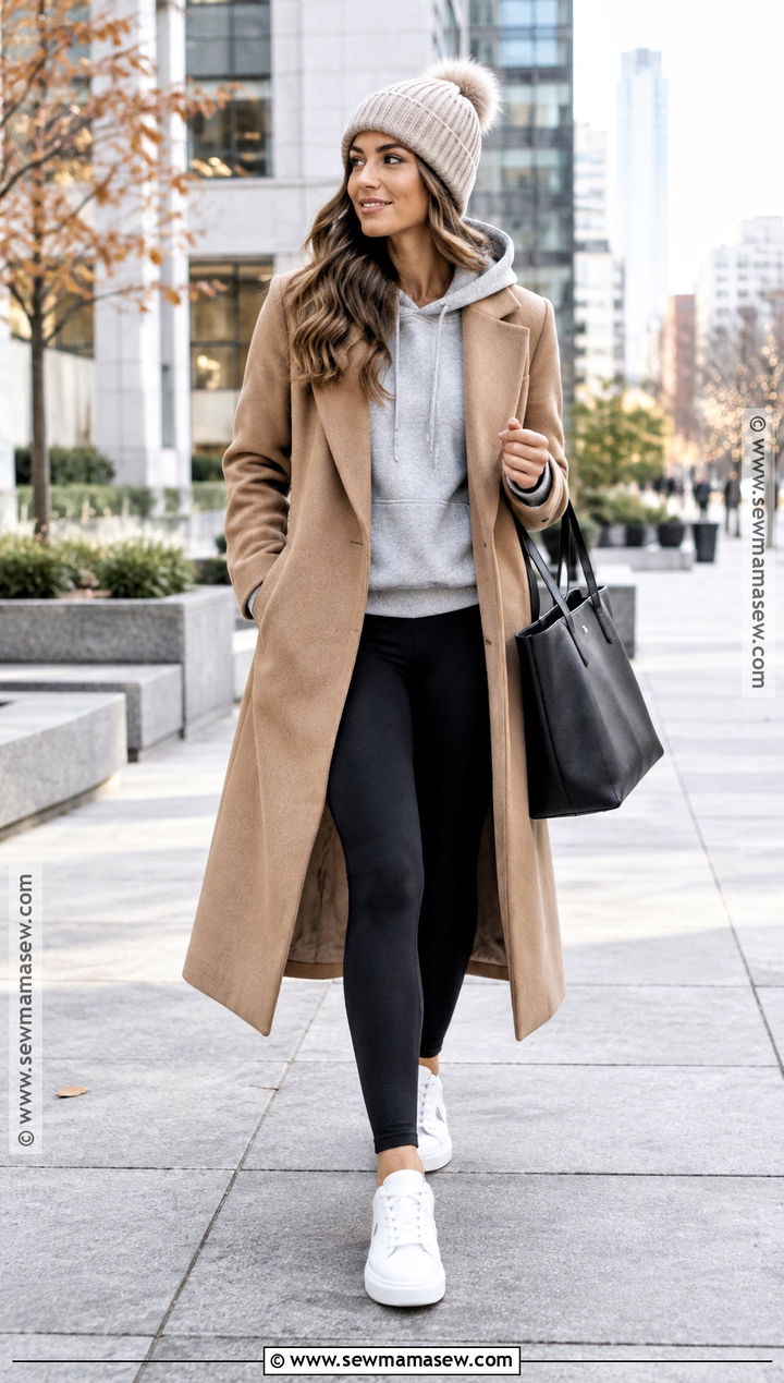 Late Fall Camel Coat And Hoodie Outfit - 25 late fall outfits