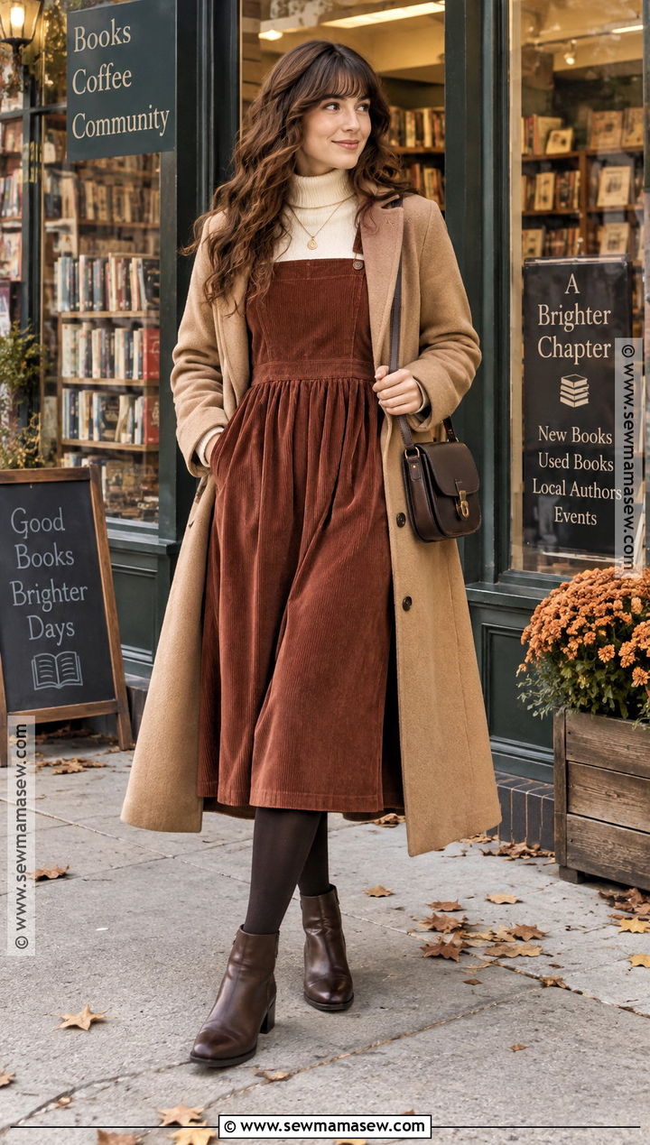 Late Fall Corduroy Dress And Turtleneck Outfit - 25 late fall outfits