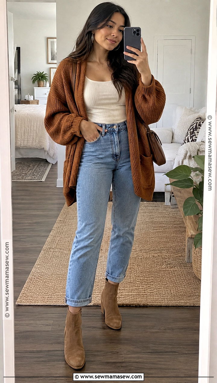 Latina Fall Outfit With A Cardigan And Jeans - 25 fall outfits latina