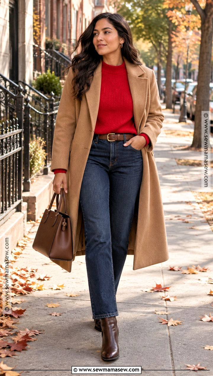Latina Fall Outfit With A Red Sweater - 25 fall outfits latina