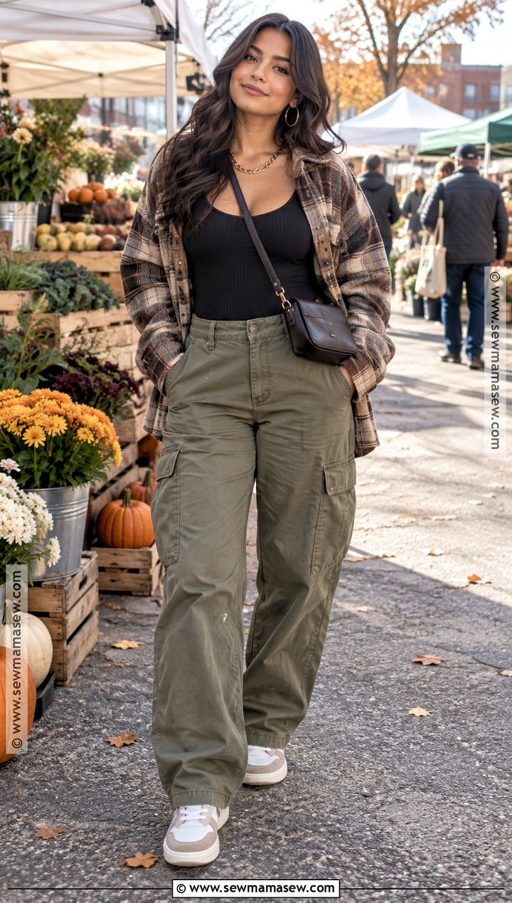 Latina Fall Outfit With Shacket And Cargo Pants - 20 latina fall outfit ideas