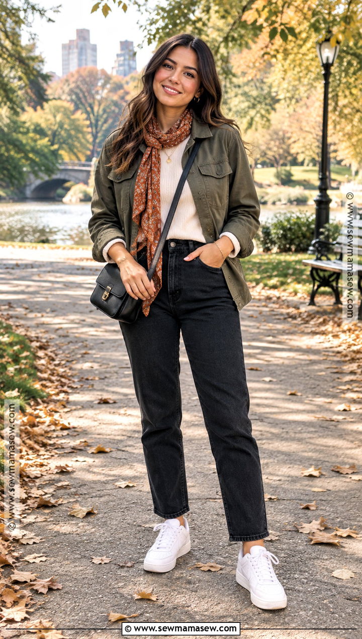 Latina Fall Outfit With Utility Jacket And Black Jeans - 20 latina fall outfit ideas