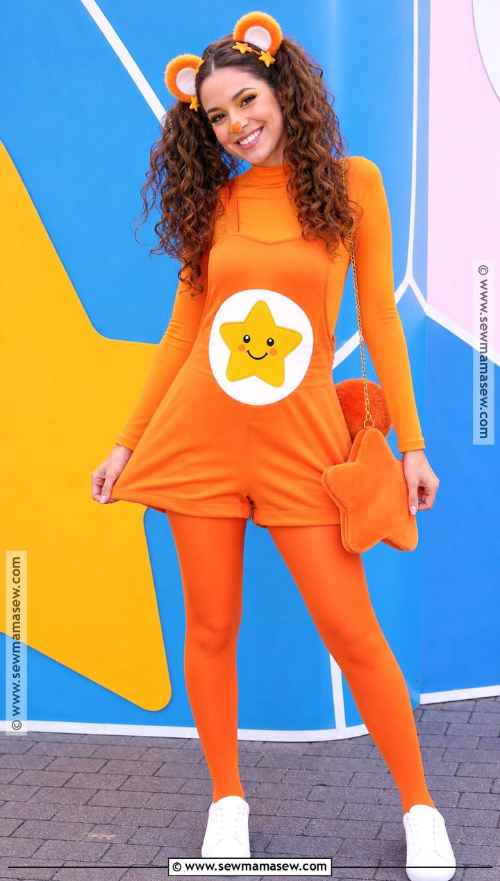 Laugh A Lot Bear Costume With Orange Star Romper - 30 Carebear Costume Ideas for Women