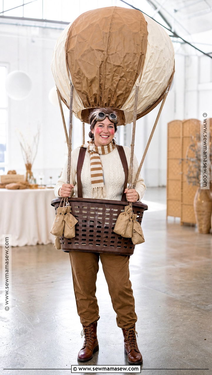 Laundry Basket Hot Air Balloon Recycled Costume - 30 Recycled Costume Ideas