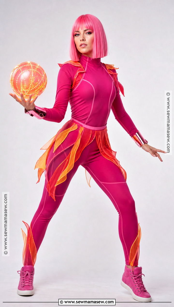 Lava Girl Costume With Pink Jumpsuit - 35 pink hair halloween costume ideas