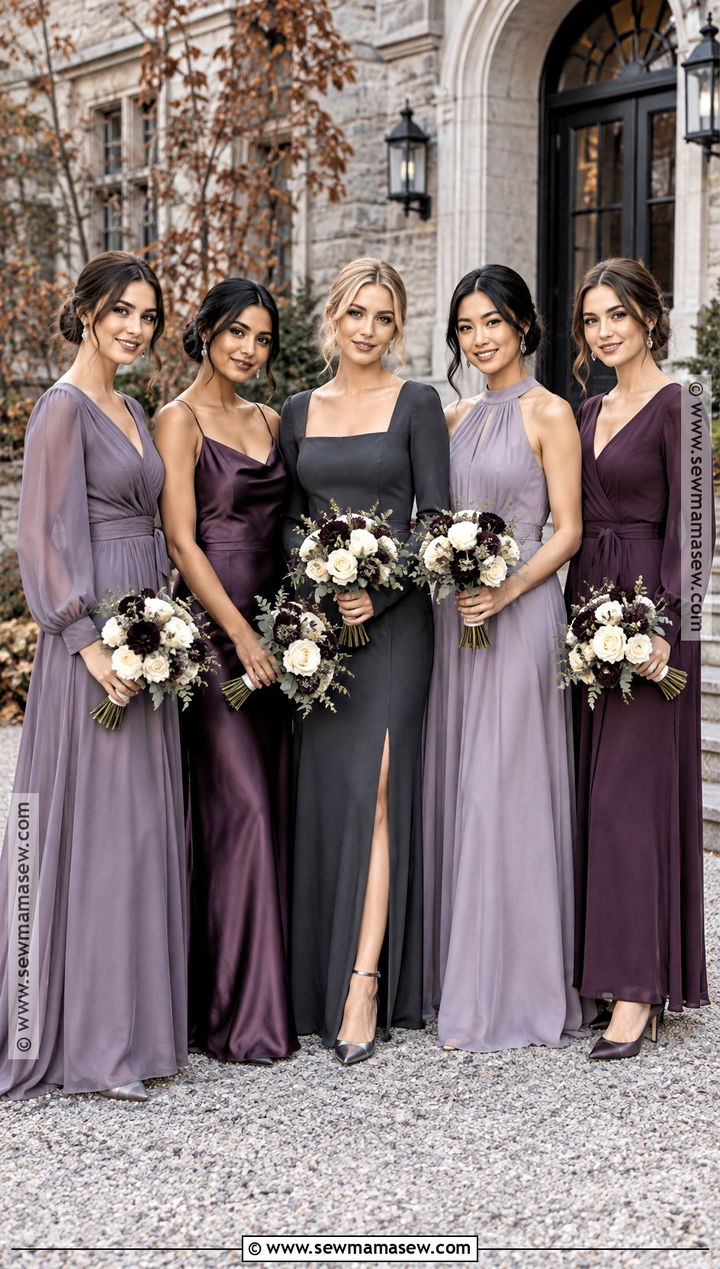 Lavender Plum And Charcoal Bridesmaid Dresses - 15 Mix And Match Bridesmaid Dresses Fall Color Palettes