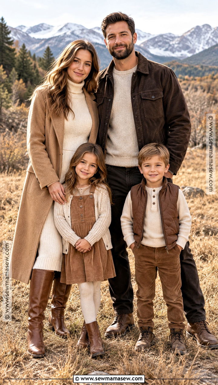 Layered Brown And Cream Fall Family Photoshoot Outfit - 20 fall family photoshoot outfits