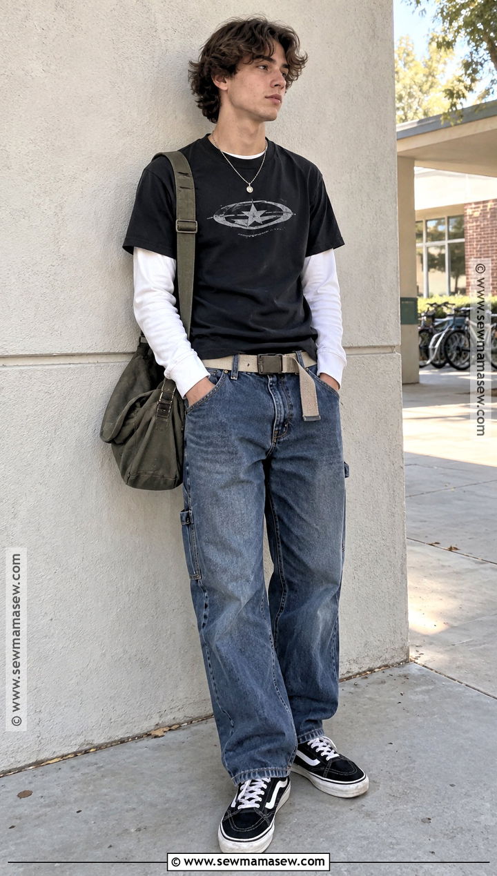 Layered Graphic Tee Over Long Sleeve Shirt - 15 back to school graphic tees ideas
