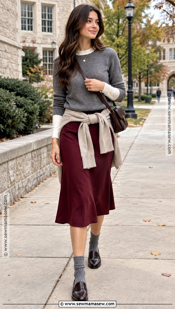Layered Knitwear and Midi Skirt - 20 Fall Clothing Trends