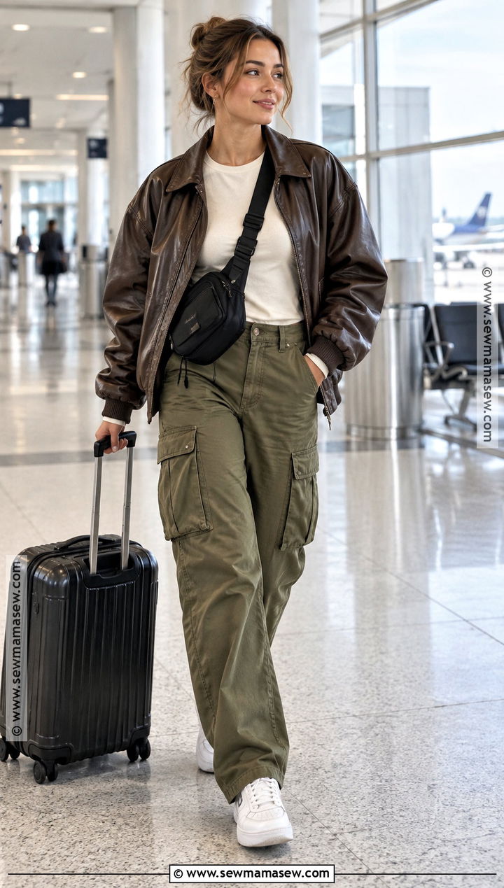 Leather Bomber With Cargo Pants - 15 fall fashion leather jacket ideas
