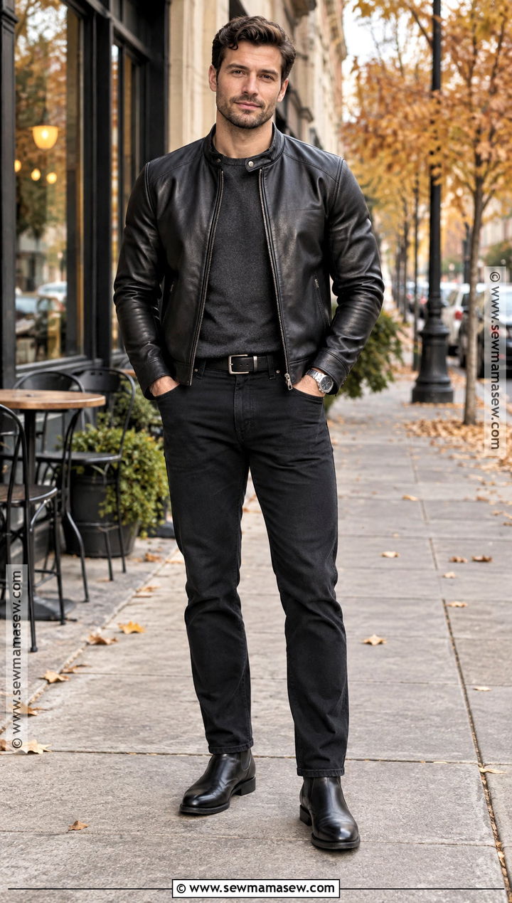 Leather Jacket And Black Jeans Fall Outfit - 15 fall outfits 2026 for men