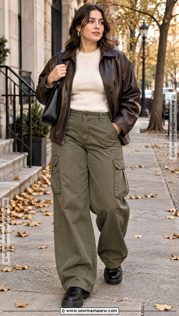 Leather Jacket And Cargo Pants Autumn Streetwear Outfit - 20 autumn streetwear ideas