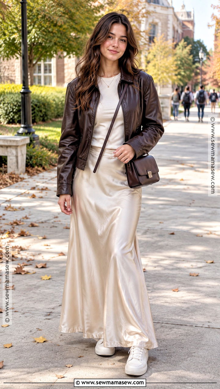 Leather Jacket And Maxi Skirt Back To School Outfit - 15 back to school outfits for women