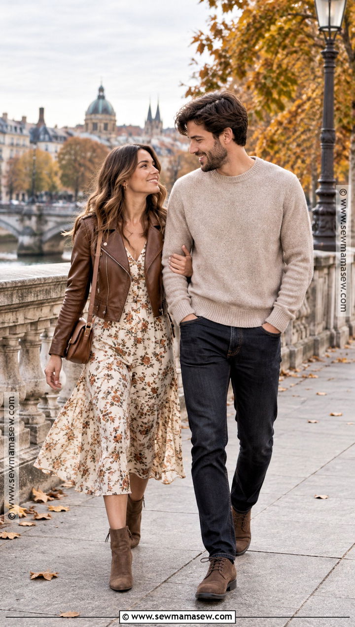 Leather Jacket And Midi Dress Save The Date Outfit - 15 save the date outfit ideas fall