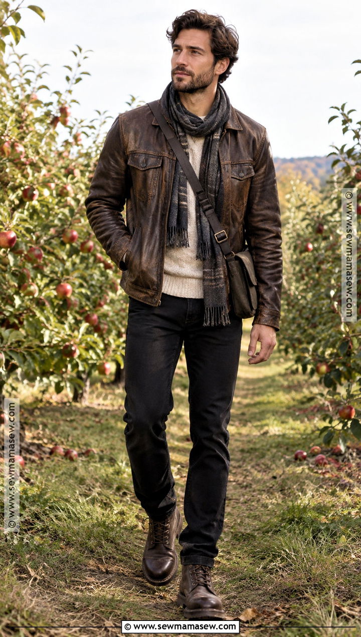 Leather Jacket Apple Orchard Outfit - 15 apple orchard outfit fall ideas for men