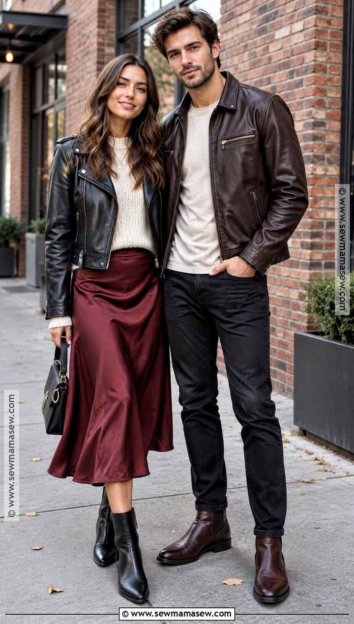 Leather Jacket Couple Autumn Outfit - 15 couples autumn outfits