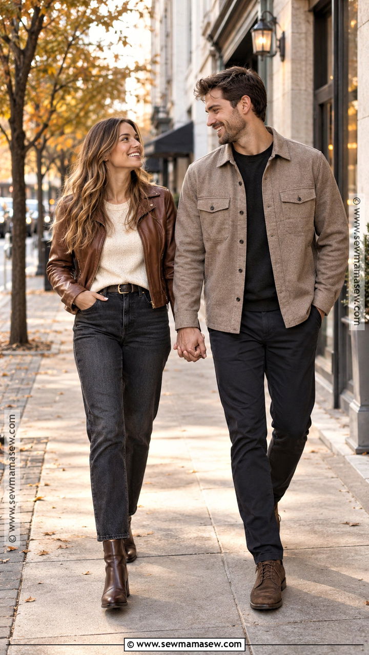 Leather Jacket Fall Engagement Outfit - 20 engagement picture outfits fall