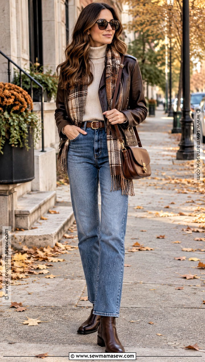Leather Jacket Fall Travel Outfit - 15 Fall Travel Outfit Inspiration Ideas