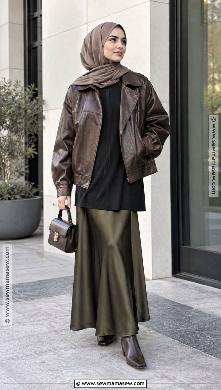 Leather Jacket Hijabi Fall Outfit - 20 Hijabi Fall Outfits Aesthetic